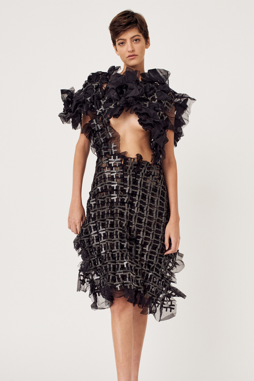 'unboxing' clothing series is made from a flexible textile with 3D printed joints