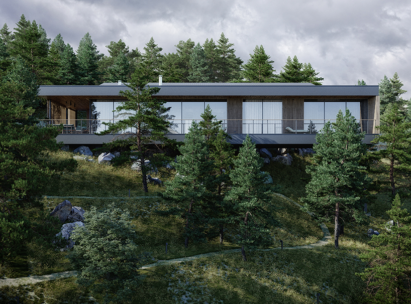 the 28 meter house from the two bureau hangs over the forest slope 10