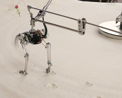 robotic bird by korean artist duo erases its own footprints as social commentary
