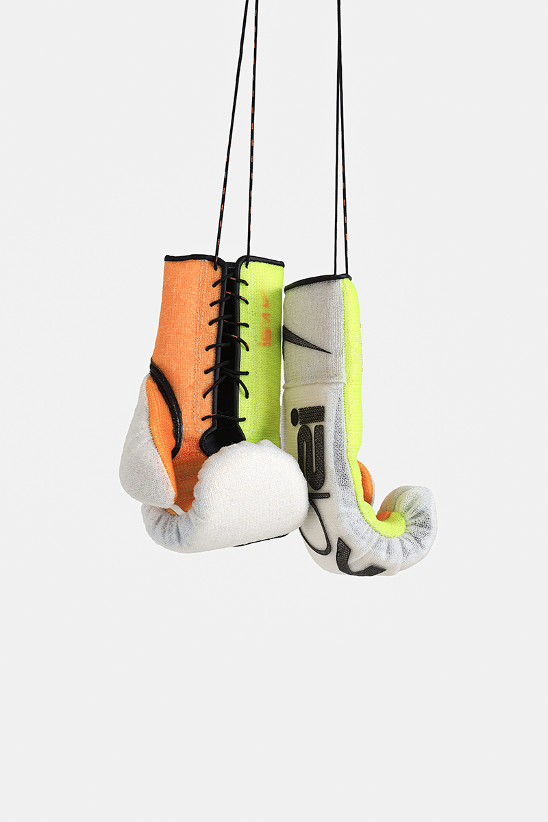 haneul kim disassembles NIKE's ISPA shoes turning them into colorful boxing gear