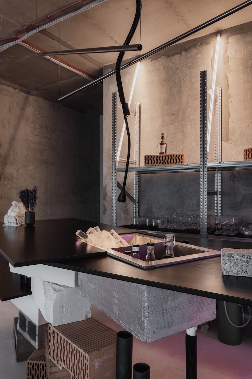 open AD upcycles material offcuts & leftovers to form pop-up restaurant interior in latvia