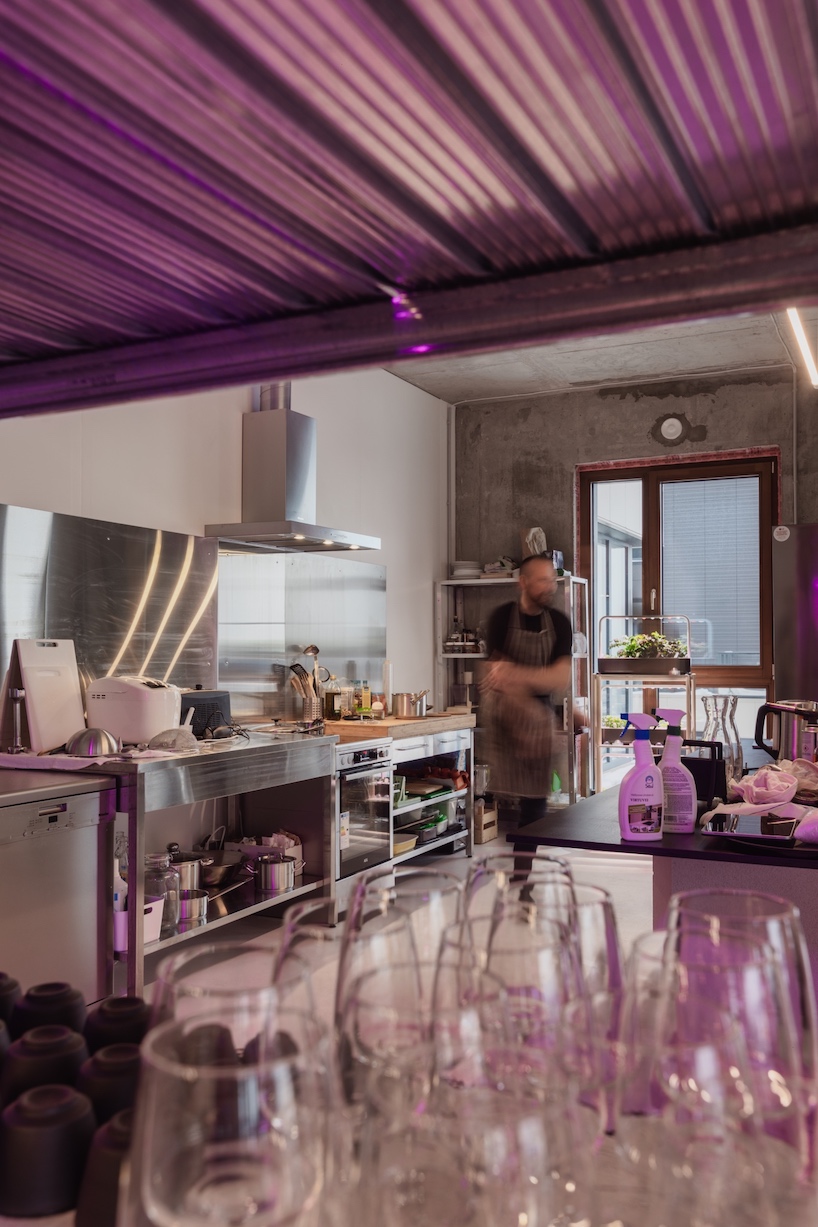 open AD upcycles material offcuts & leftovers to form pop-up restaurant interior in latvia