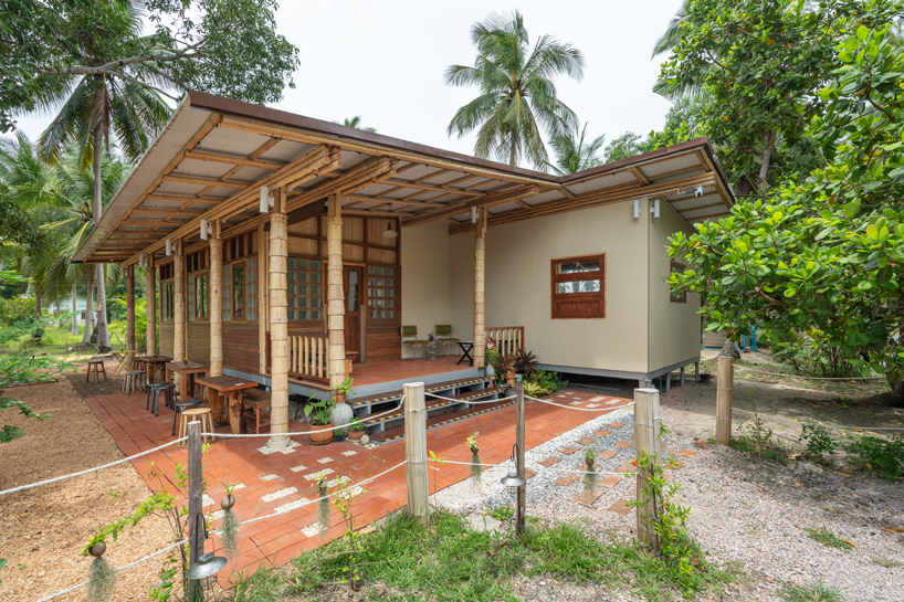 Helado de bambú en los bosques de coco en Tailandia
