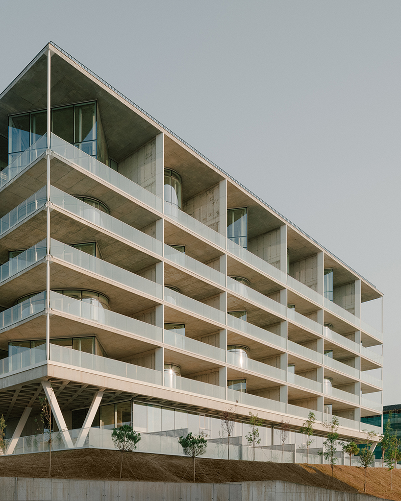 prismatic glass facade enfolds residential unit’s concrete modular framework in georgia