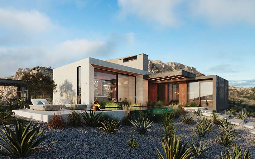 Casa sobre uma falésia em Portugal por Kerimov Architects com vistas rochosas e do oceano