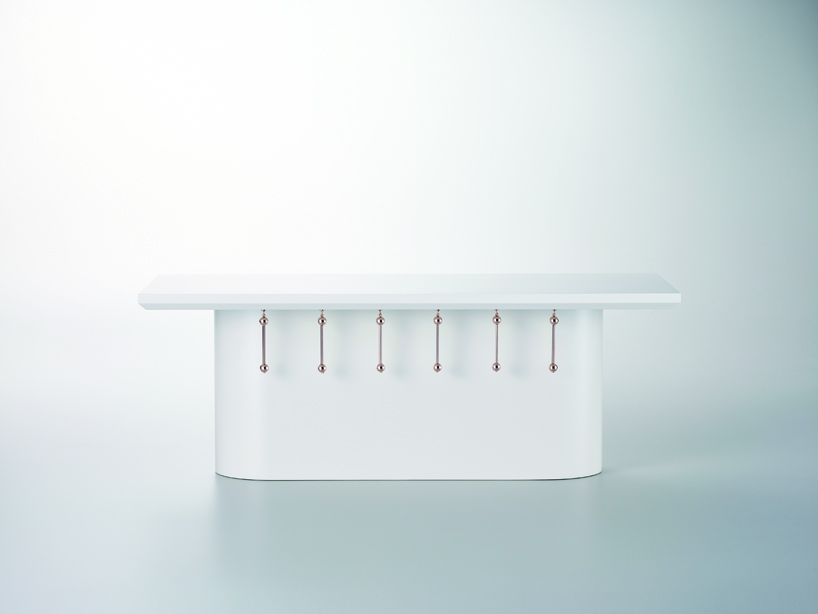 minimal fashion accessories decorate furniture pieces in 'yangban' series by jung-hoon lee 