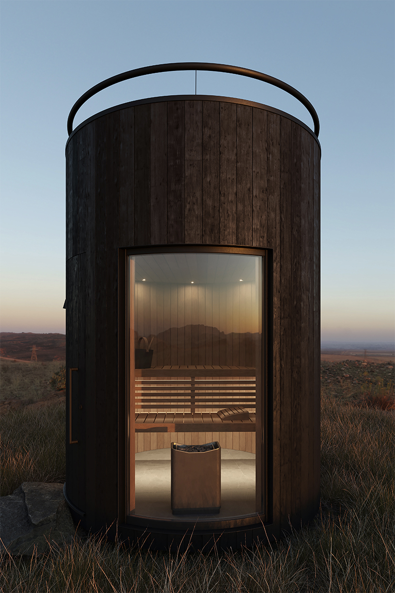 curved LUMIPOD sauna combines well-being + reconnection with nature