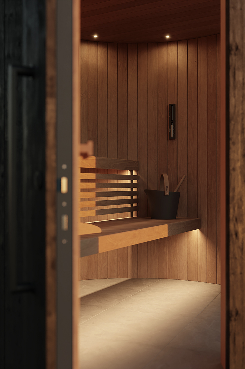 curved sauna combines well-being + reconnection with nature