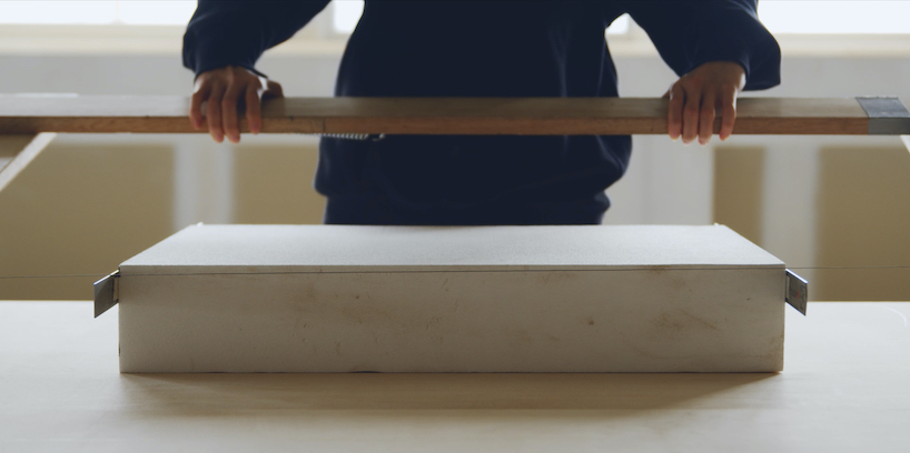 chiaki yoshihara designs polystyrene foam furniture with wood grain texture