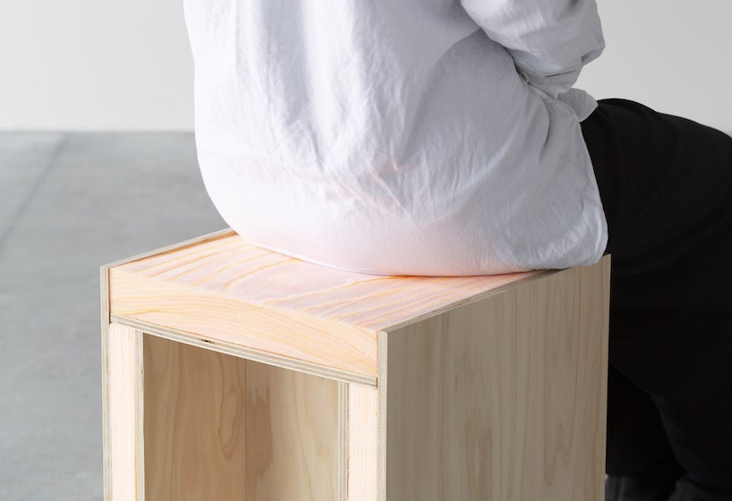 chiaki yoshihara designs polystyrene foam furniture with wood grain texture