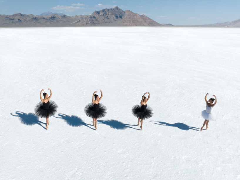 brad walls captures aerial ballet against utah’s expansive salt flats