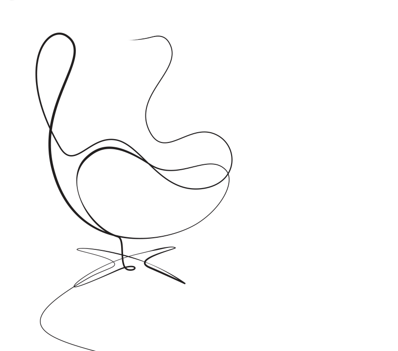 iconic chairs drawn using a single line in illustrations by loooop studio designboom