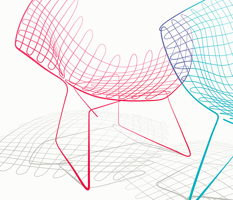 iconic chairs drawn using a single line in illustrations by loooop studio designboom