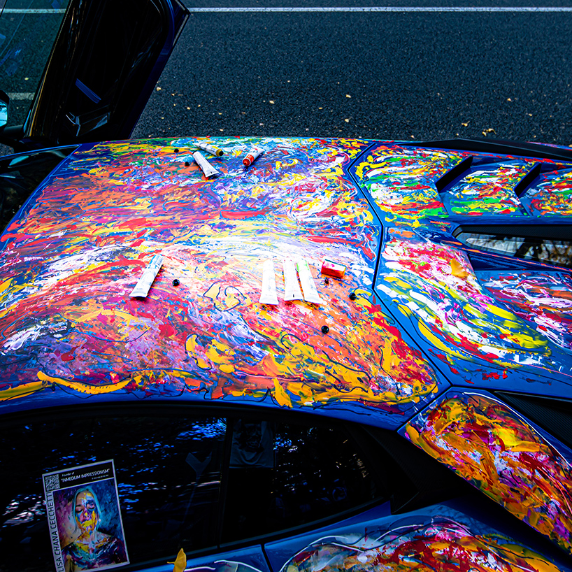 elisa chana cecchetti transforms lamborghini aventador into impressionist canvas in tokyo