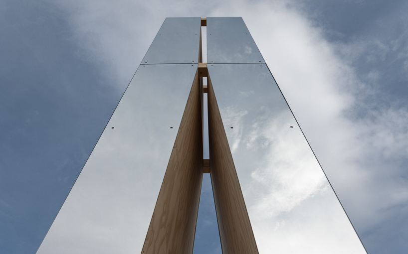 mirror-clad tower by alejandro ramírez emerges as ephemeral landmark within vineyard in logroño, spain