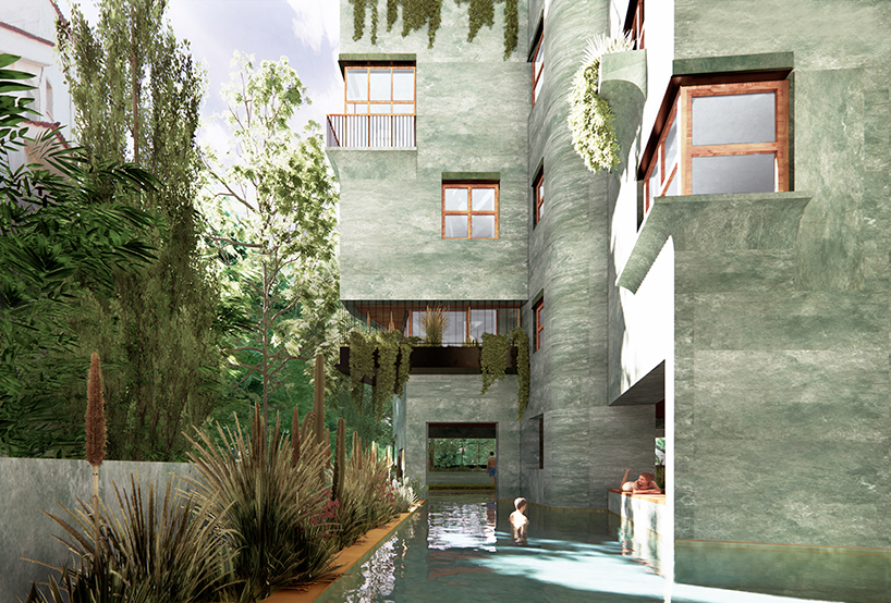 green cement exterior enfolds residence in athens by oikonomakis siampakoulis architects