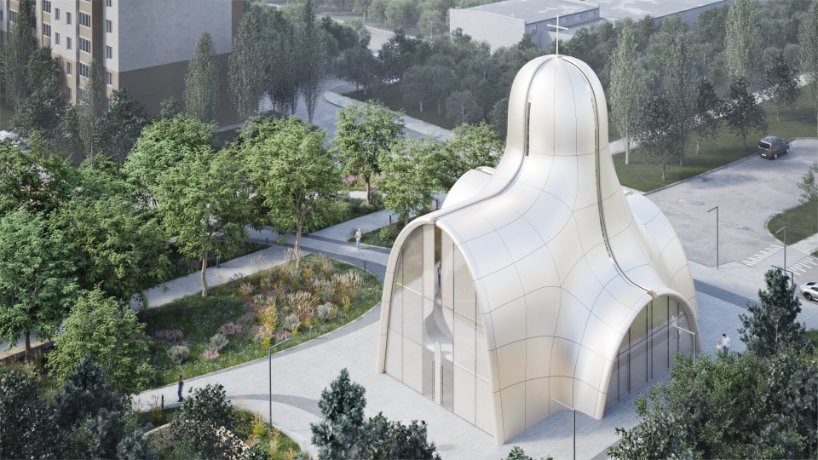 aranchii architects' holy trinity church in kyiv combines sacred space and air raid shelter