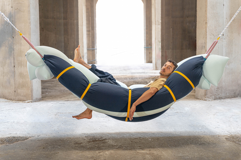 'my second childhood' is a set of soft beanbags that offers you many positions of self hugging