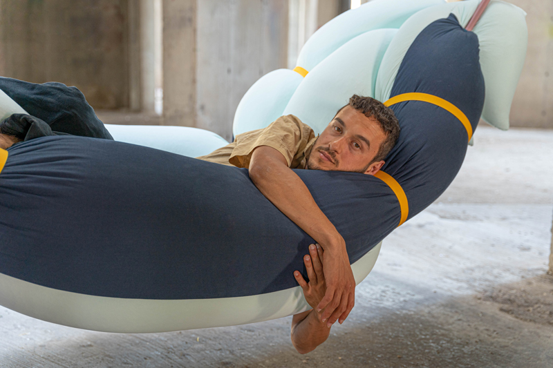 'my second childhood' is a set of soft beanbags that offers you many positions of self hugging