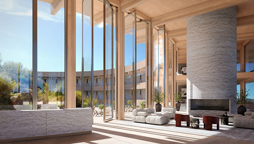 resort air's ring volumes take up natural hill cascades in cyprus