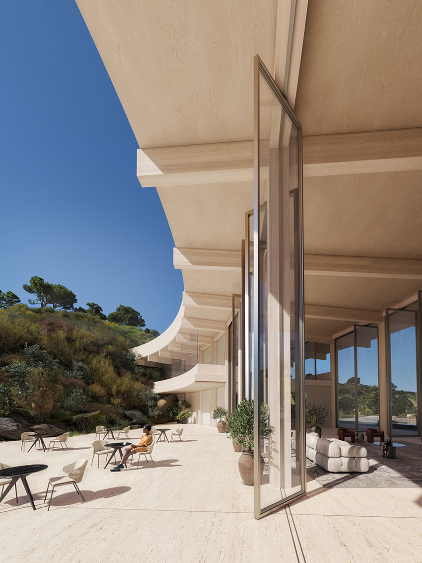 resort air's ring volumes take up natural hill cascades in cyprus