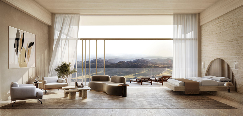 resort air's ring volumes take up natural hill cascades in cyprus