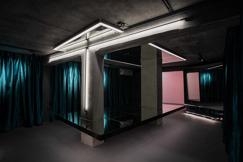 turtlehill turns deserted 45-year-old basement into mirror-clad art space in guangzhou, china