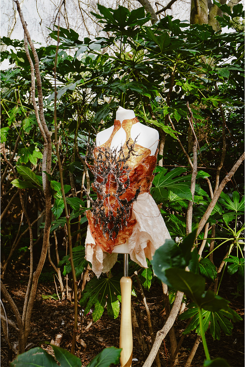 mengyan guo sculptural top skirt discarded tea leaves