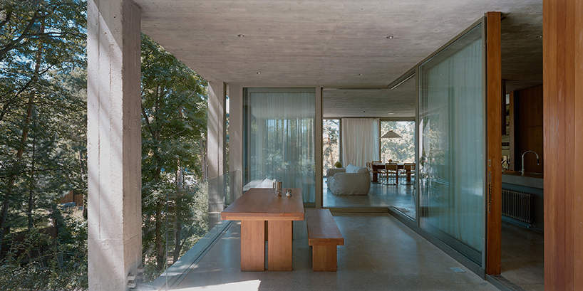 concrete columns lift residence above forested terrain in georgia