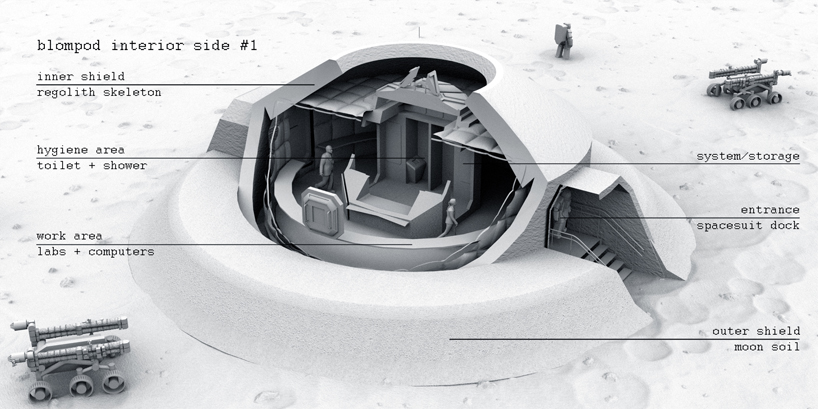 HASSELL's modular moon habitat for EU space agency uses 3D printed