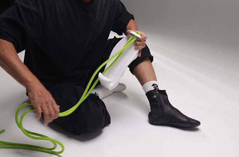 Las zapatillas de deporte impresas en 3D de Daniyar Uderbekov se adaptan a las suelas del usuario con cordones de cuerda de escalada de roca