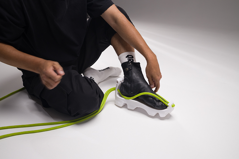 Las zapatillas de deporte impresas en 3D de Daniyar Uderbekov se adaptan a las suelas del usuario con cordones de cuerda de escalada de roca