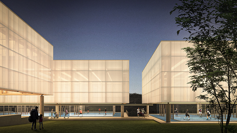 lisbon padel club takes form as a series of delicate luminous volumes