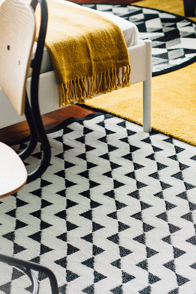 pdm brands first mat collection is developed from the superimposition of simple geometric forms like its name stride 5