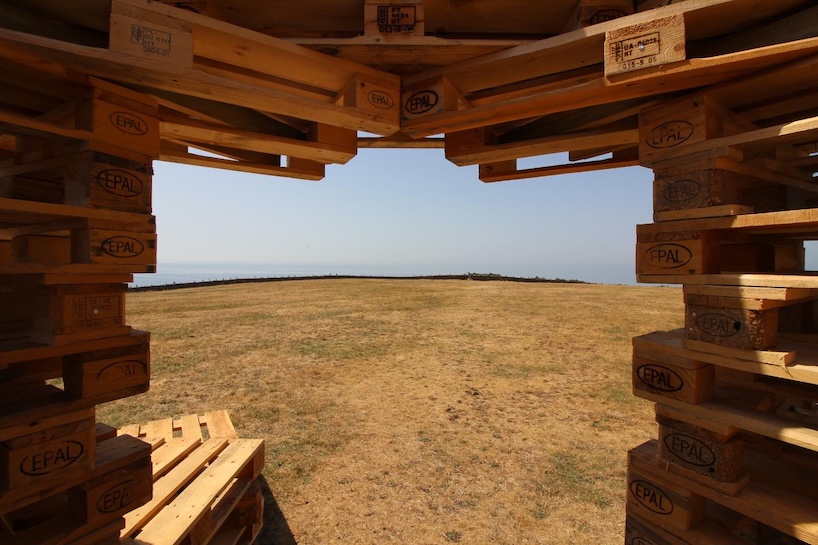 jakob+macfarlane turns reclaimed pallets into contemplative refuge on the normandy coast - 5