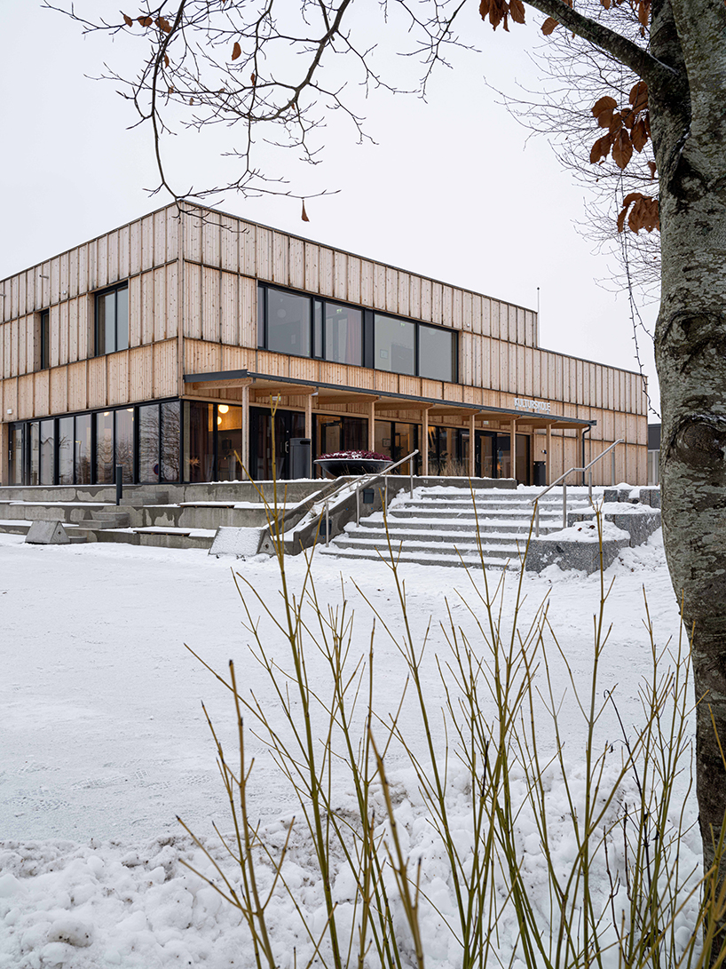 wooden and neat interior characterize this culture school in norway
