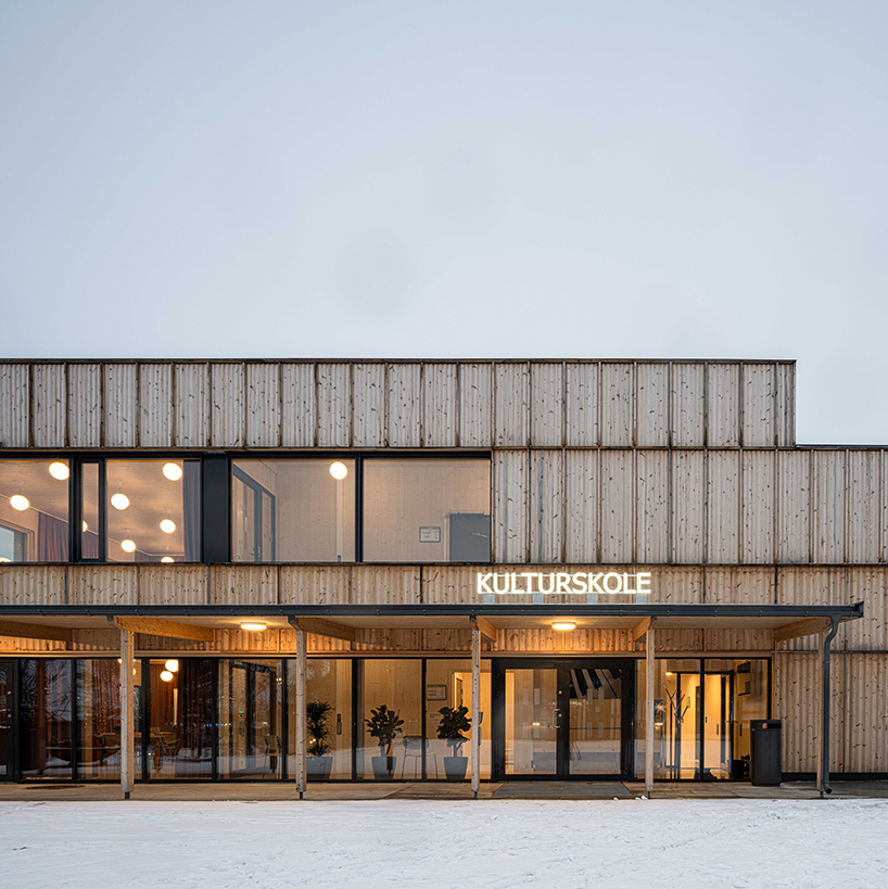 wooden and neat interior characterize this culture school in norway