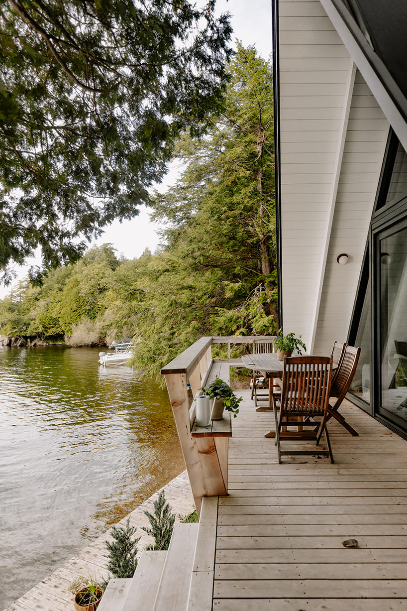 matière première architecture revives wooden A-frame cottage in canada