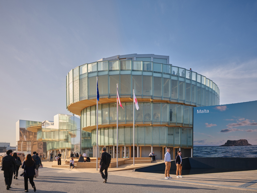 translucent glass facade outlines czech pavilion's spiral form at expo 2025 osaka