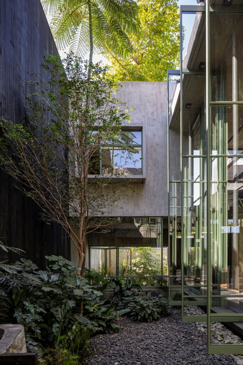 assemblage of concrete, stone, and steel blocks shape di frenna arquitectos' mexico office