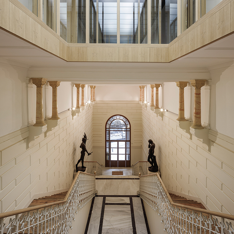 old + new intertwine by oak wood for ateneo de madrid restoration