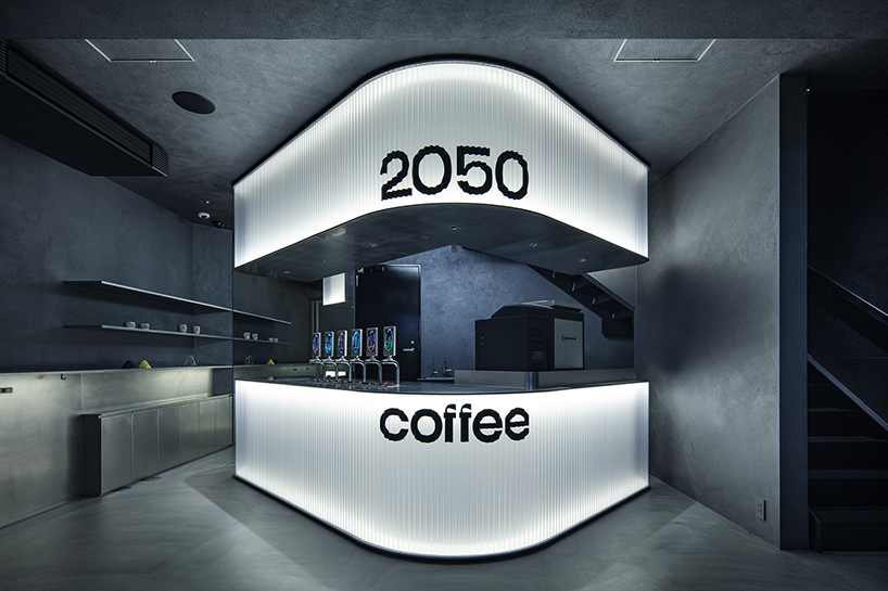 diagonal forms and illuminated curves outline 2050 coffee shop along osaka’s midosuji axis - 3