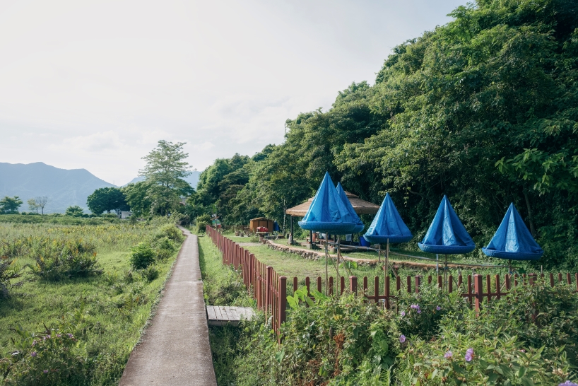 five blue water droplet baskets by canalside studio harvest rainwater in rural hong kong