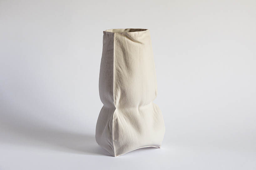 nir neria's porcelain fabric vases meld 3D printing and traditional craftsmanship