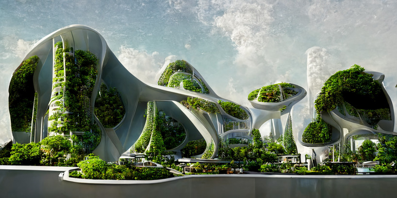 AI envisions a futuristic sustainable city with air-purifying biophilic skyscrapers by manas bhatia