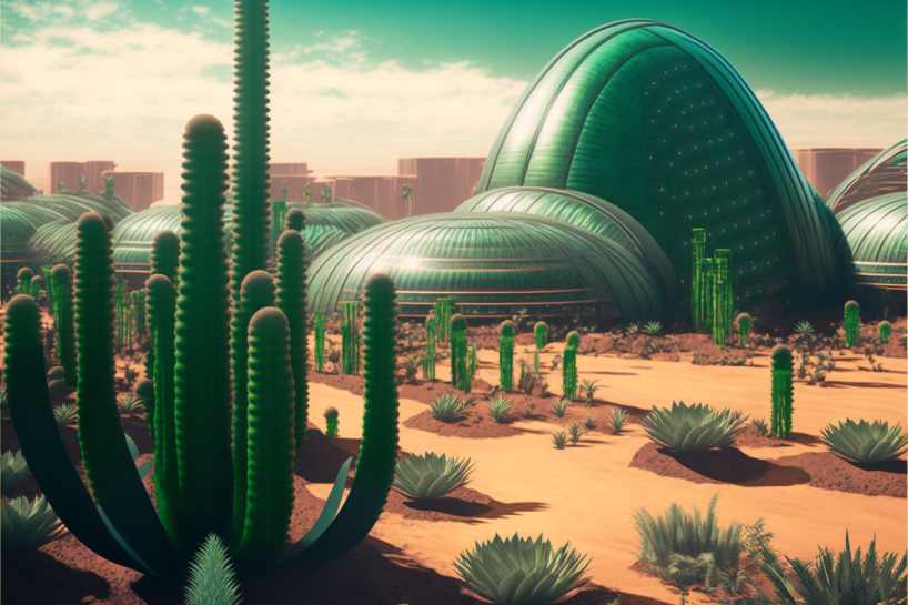 des cactus géants habitables colonisent une ville sur mars dans la série générée par l'IA de manas bhatia