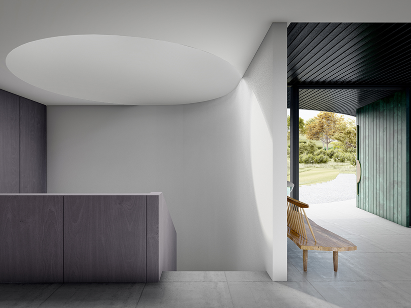 estudio esmero clads y-shaped home in new york meadow with shou sugi ban cedar siding