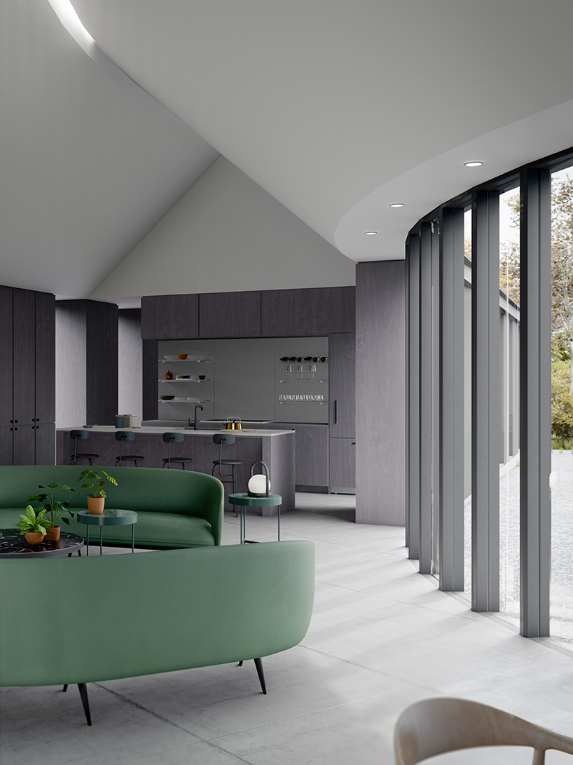 estudio esmero clads y-shaped home in new york meadow with shou sugi ban cedar siding