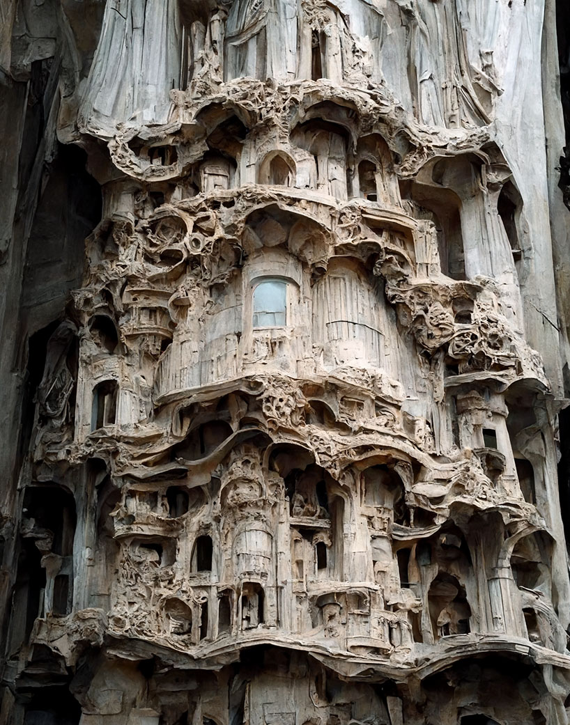 AI explorations of baroque architecture by mohammad qasim iqbal envision intricate facades made of silk and stone