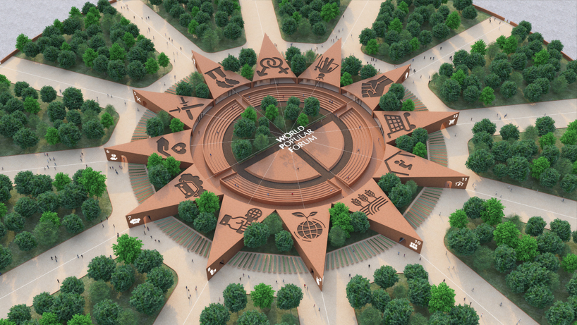 nicolas abdelkader’s conceptual ‘world popular forum’ is a twelve-pointed democratic center